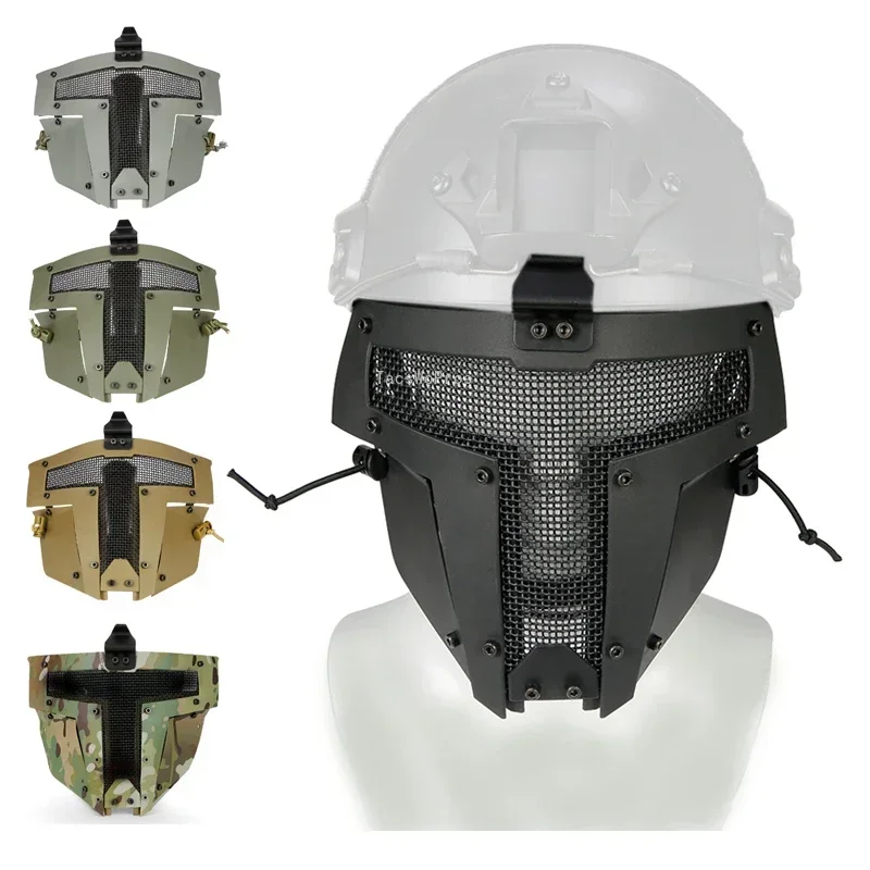 Tactical Full Face Mask Protective Steel Mesh Shooting Airsoft Face Mask Combat Protector Use with Fast Helmet