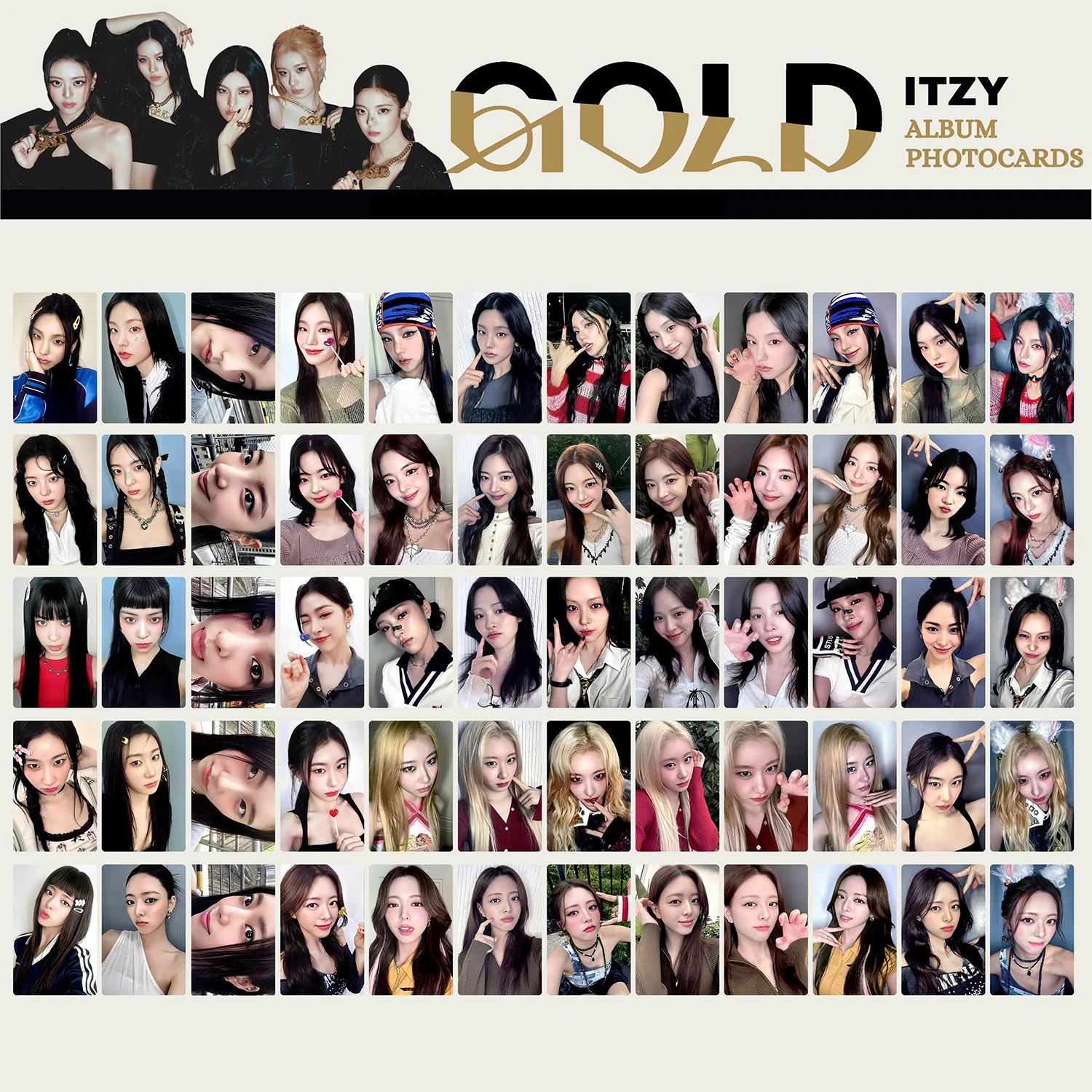 

ITZY Kpop Card Mini Ninth Album GOLD YUNA CHAERYEONG LOMO Cards YEJI Lia Fans Card Collection Two-sided Quality Special Cards