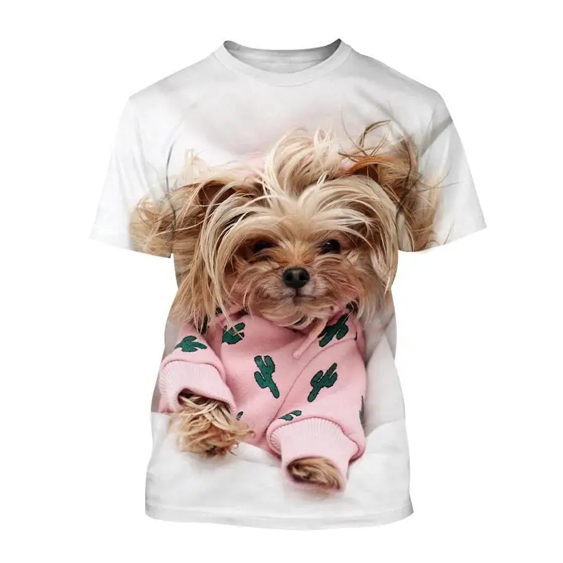 New Cute Animal Pet Dog Australian Terrier 3d Printing Men\'s Women\'s Children\'s T-shirt Breathable Light Summer Sports Top