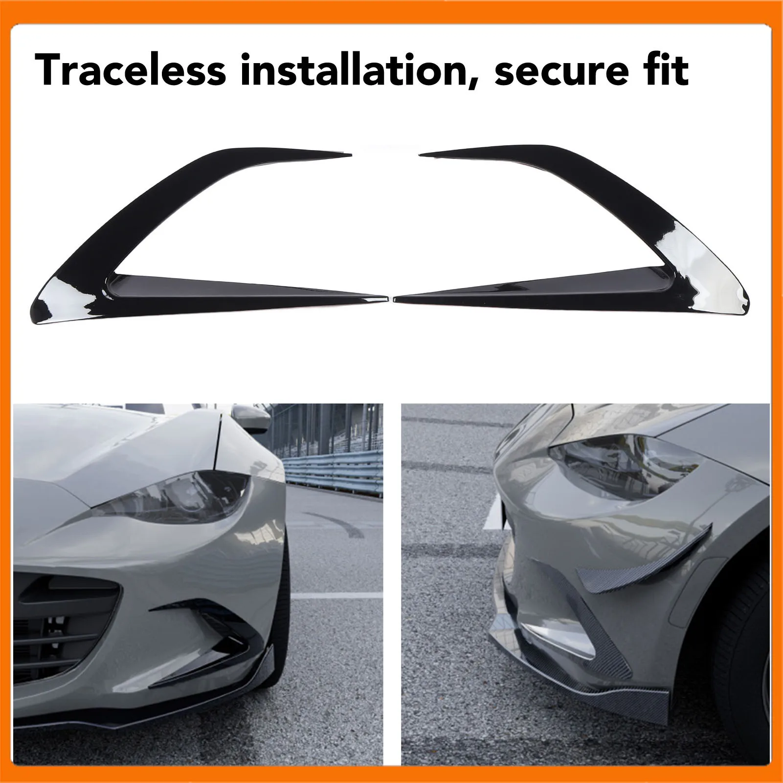 Auto Front Air Vent Splitter Improved Airflow Front Bumpe Air Vent Splitter Trim Stylish Look for MX-5 Miata ND 2016 and Later