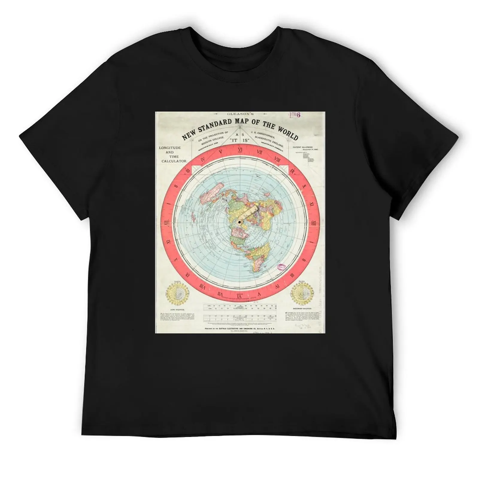 Flat Earth - Gleason's Map T-Shirt cotton graphic tees sublime mens clothes