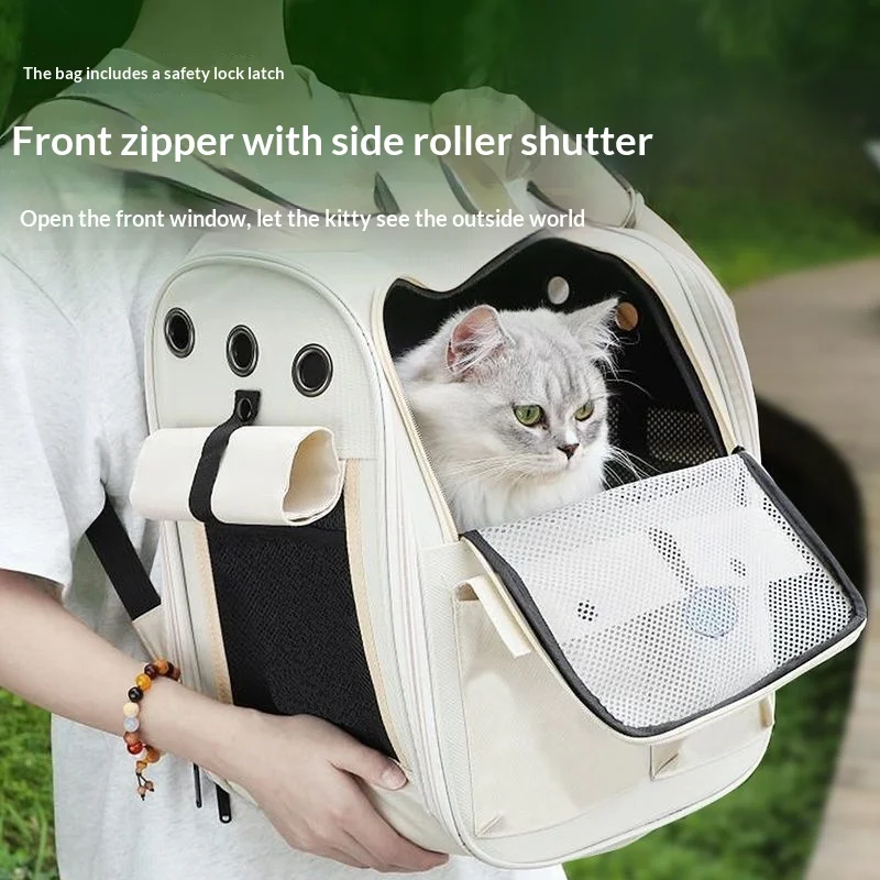 Mochila transportadora plegable para gatos transpirable con correas - imagen 4
