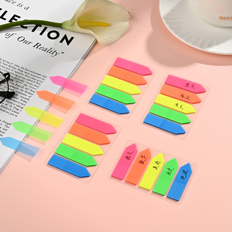 Multiple Colors PET Index Sticker 100 Sheets/Book Macaron/Morandi Color Flat/Arrow Head Available Self Adhesive Sticky Notes ZYF
