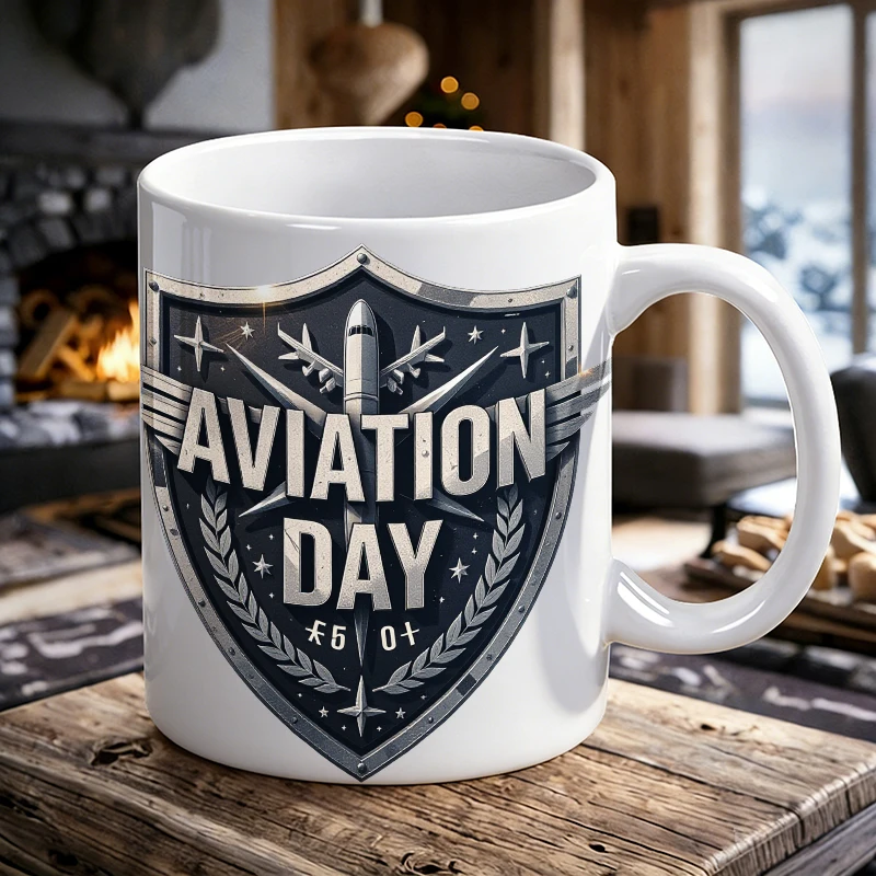 

Cup & Mug Set, Aviation Day Badge Ceramic Mug, Coffee Mug, Milk Cup,Office Tea Cup,Drinking Cup, Gift for Friends,Fade-Resistant