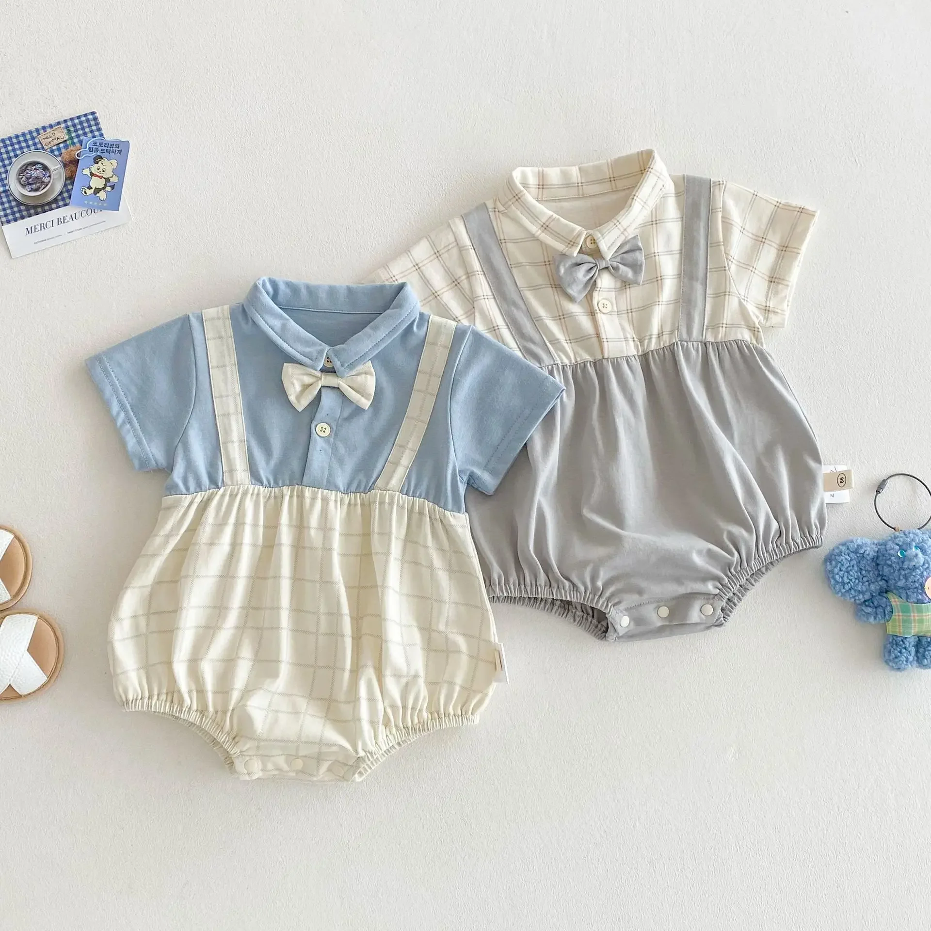 

Baby Gentleman Bag Fart Clothes 2025 New Style 1-year-old Baby Birthday Crawling Clothes 1-year-old Clothes Newborn Grid