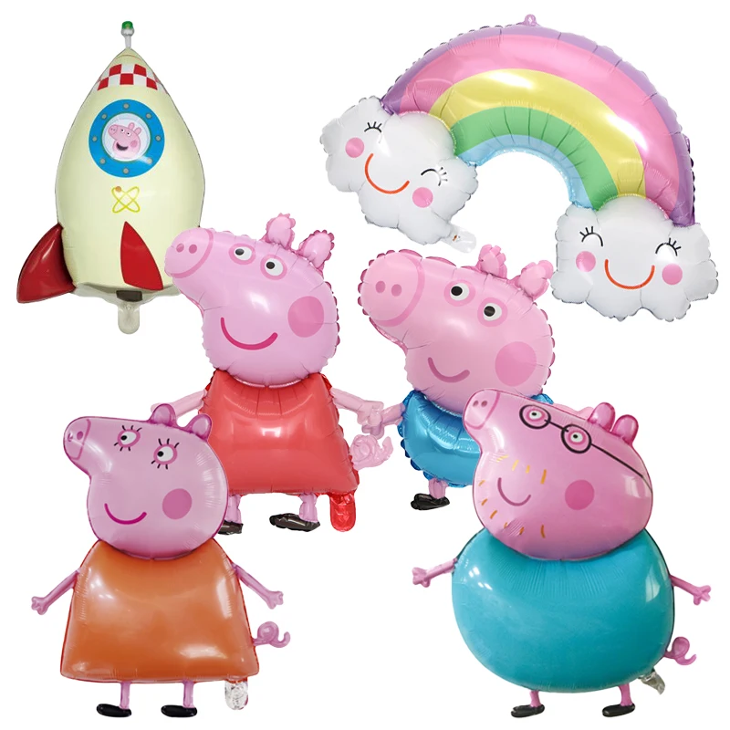 Globos de Aluminio de Peppa Pig para Niños y Niñas, Decoración de Fiesta, Figura de Dibujos Animados, Globos Decorativos, Accesorios para Fotos, Adornos, Juguete, Regalo de Cumpleaños
