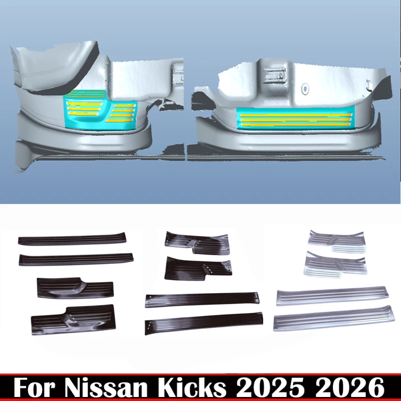 

For Nissan Kicks 2025 2026 stainless steel Door Welcome Pedal Threshold Bar Cover Trim Strips Door Sill Pad Car Accessories