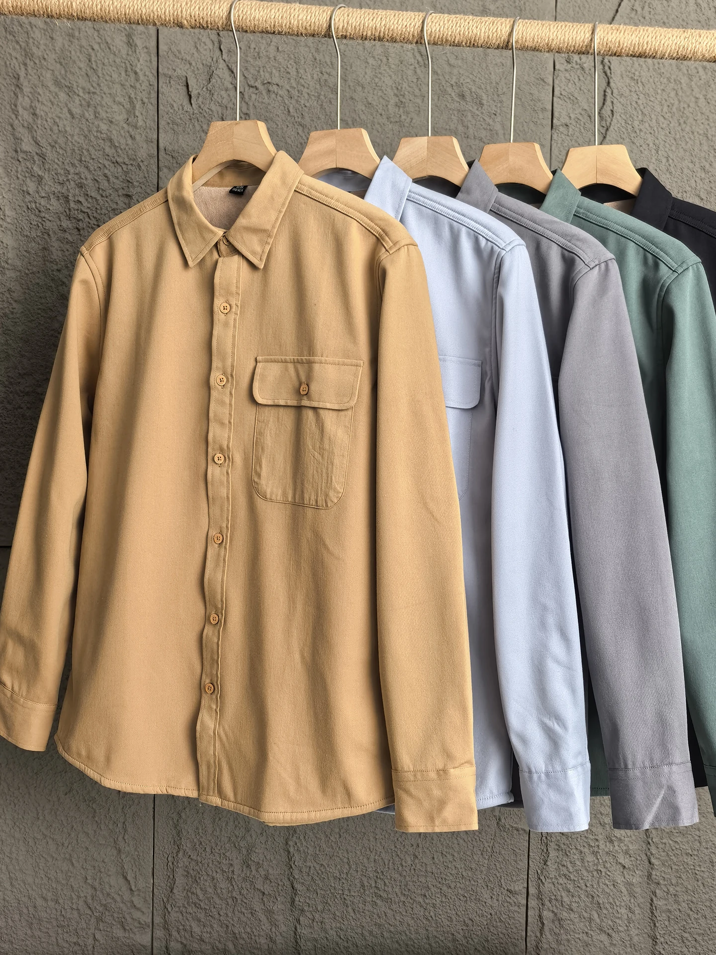 

Thiened Pure Cotton Long Sve irt Men's Collar Busin irt Warmth Assurance Japanese Workwear Sle One-Piece Fce