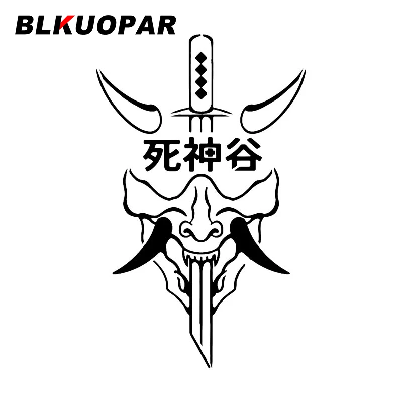 BLKUOPAR الساموراي قناع ياباني شخصية ملصقات السيارات باب السيارة حامي الإبداعية ملصق مائي مكيف الهواء الفينيل يموت قطع الرسومات