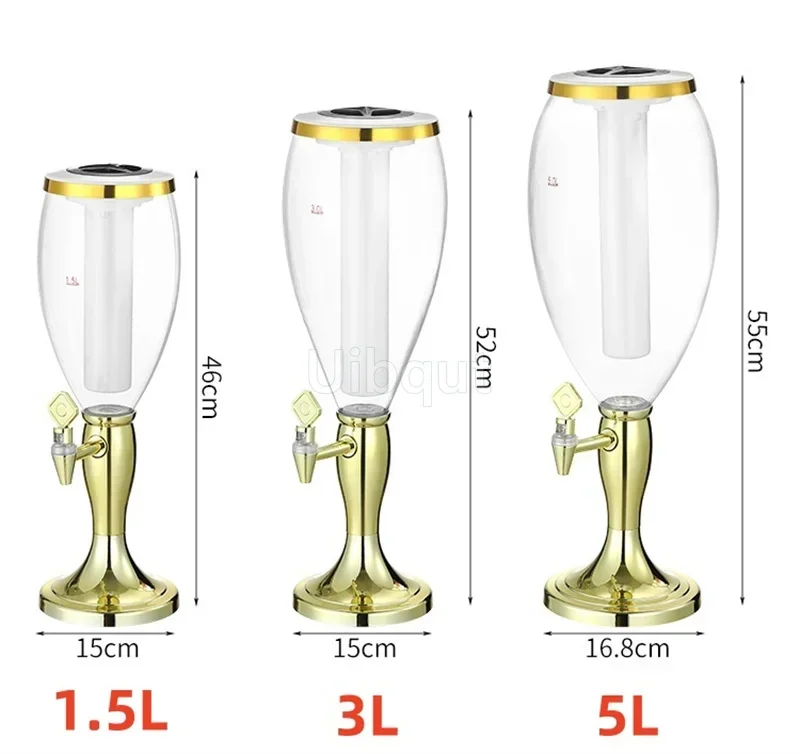Wine cannon double head 1.5L 3L draft beer cannon commercial luminous beer machine wine tower bar ktv draft beer barrel 5L