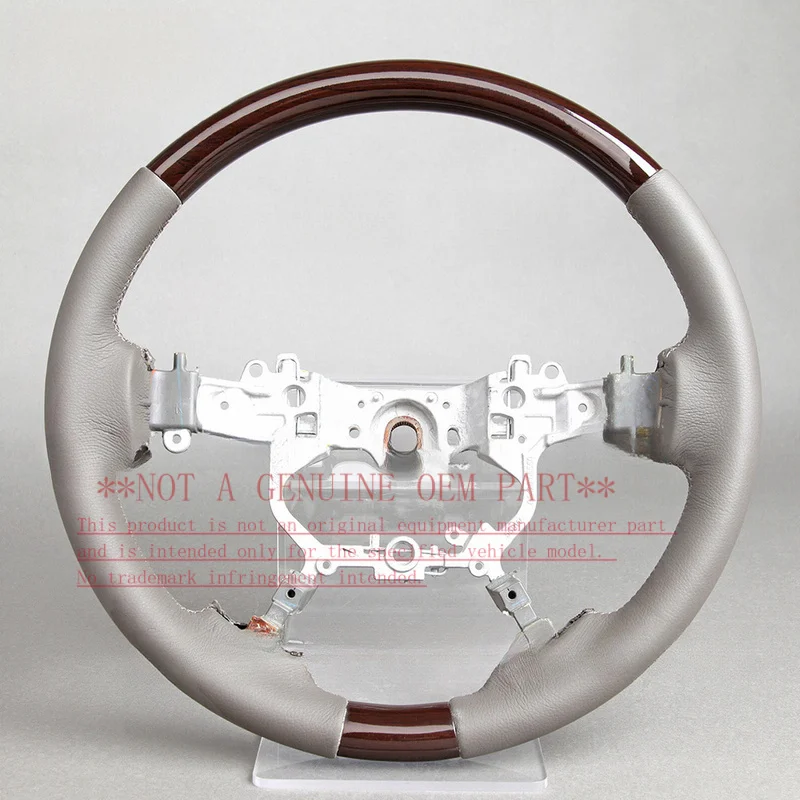 For Toyota Land Cruiser Retro Gray Lychee Leather Custom Modified Steering Wheel Assembly Horn Cover
