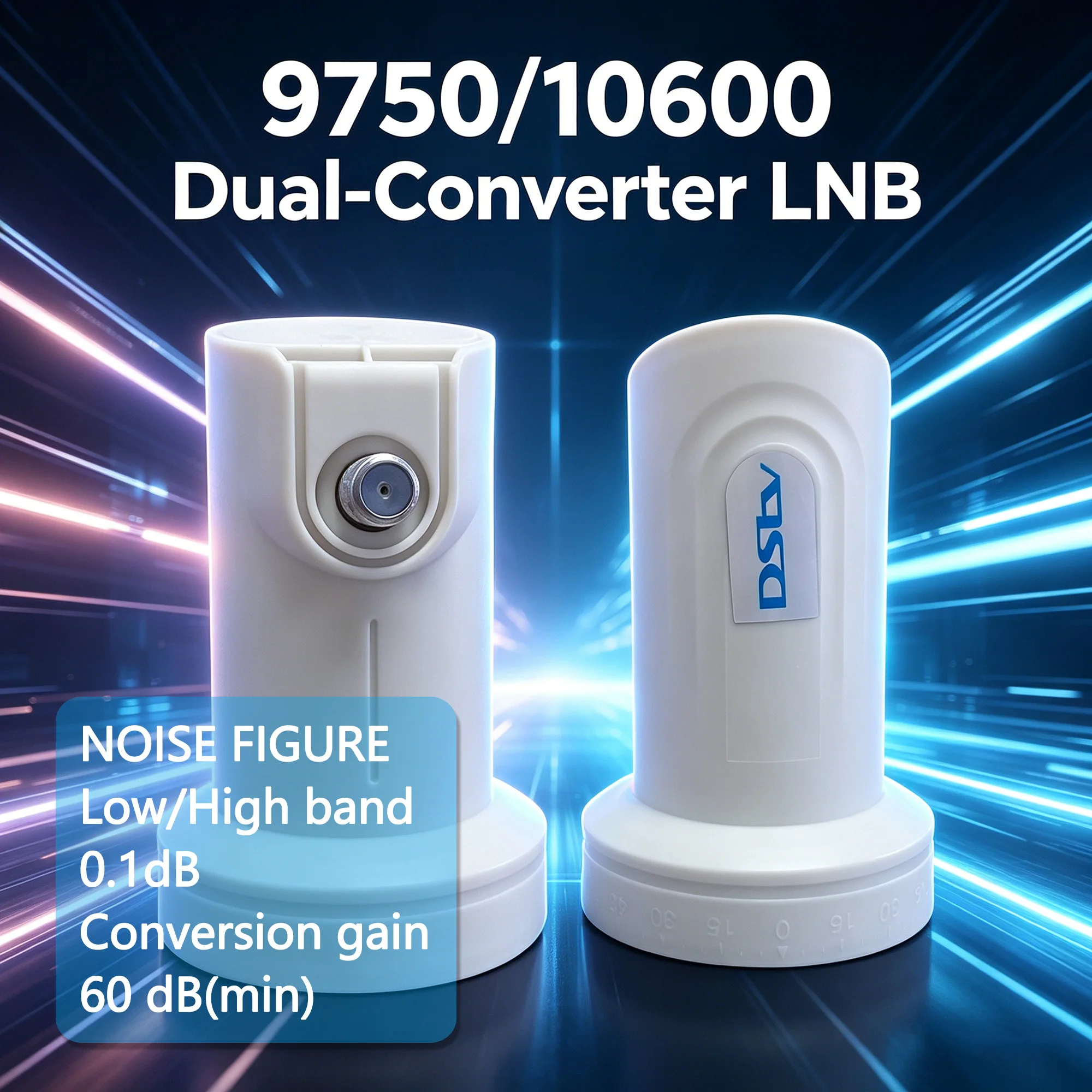 Dual-oscillator frequency 9750/10600 LNB, Ku-band satellite 