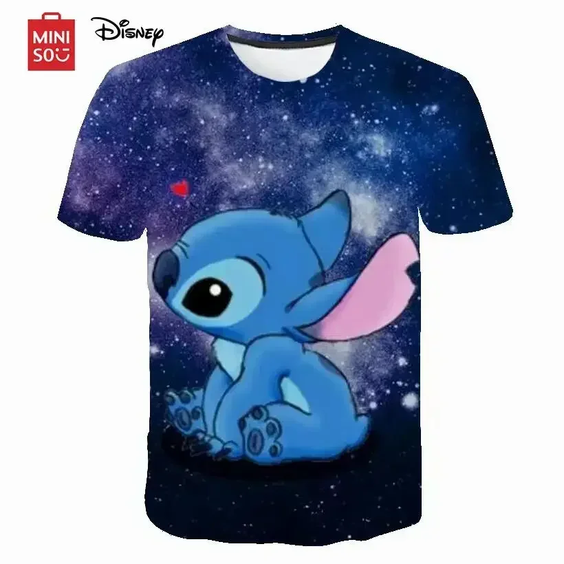 

Disney Stitch Boys T-Shirt Kawaii 100-6xl Summer Short Sleeve Streetwear y2k Boys 3-14 Fashion 2024 O Neck Clothing Tops