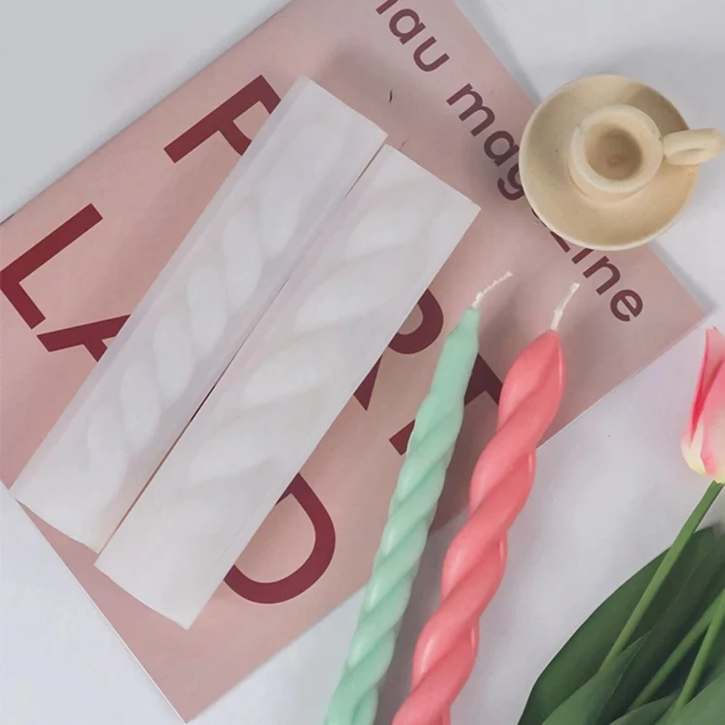 DIY lange Streifen Kirche Kerze Silikon form unregelmäßige Form Wachs Kerzenlicht Abendessen handgemachte Kerze Herstellung liefert 2 Stück