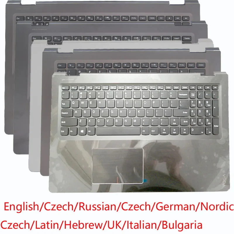 New English Czech Russian Czech Keyboard with Shell C Cover Palmrest Upper Case For Lenovo Yoga FLEX 4-15 YOGA 510-15 Laptop