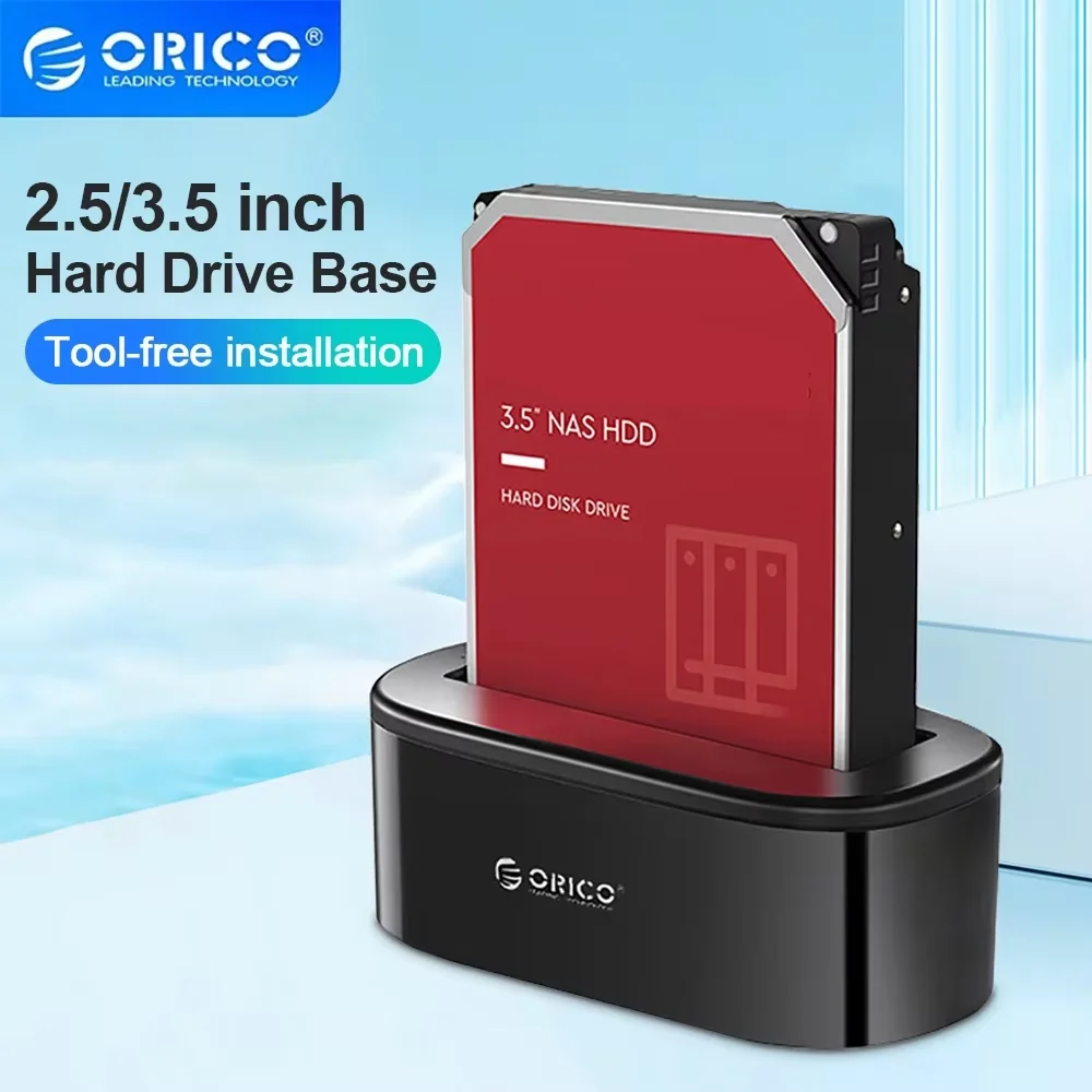

orico Hard Drive Docking Station SATA to USB 3.0 HDD Hard Drive Enclosure for 2.5 / 3.5 inch HDD/SSD With 12V2A Power Adapter