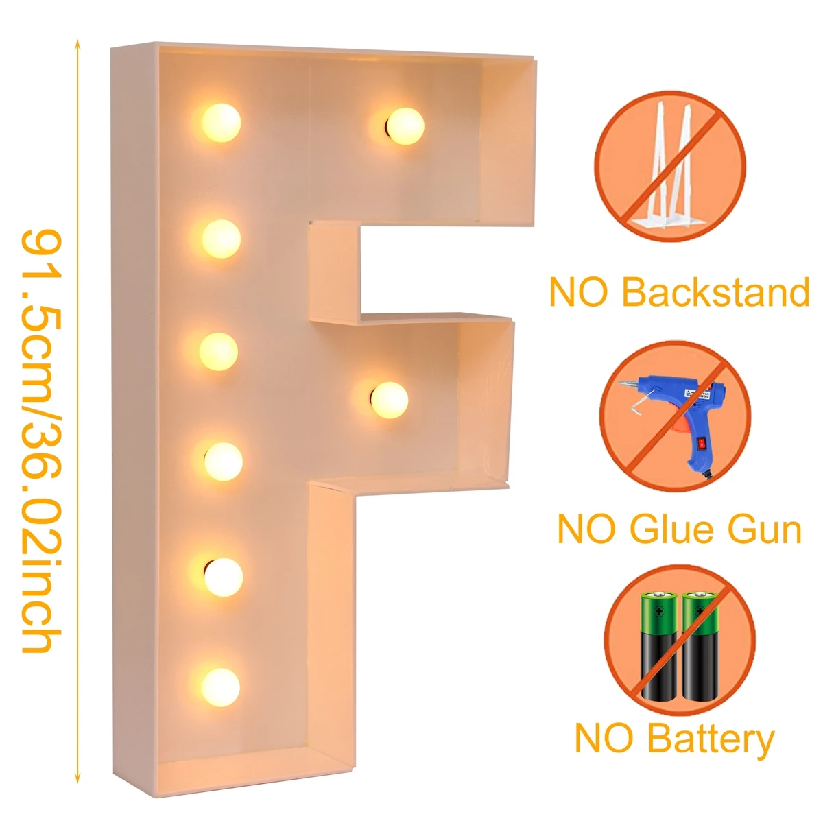 91,5 cm Warm Light Up Giant Letter Led Light Frame Box Ballonvuldoos met 10 lampen Verjaardag Bruiloft Kerst Decor Babyshower