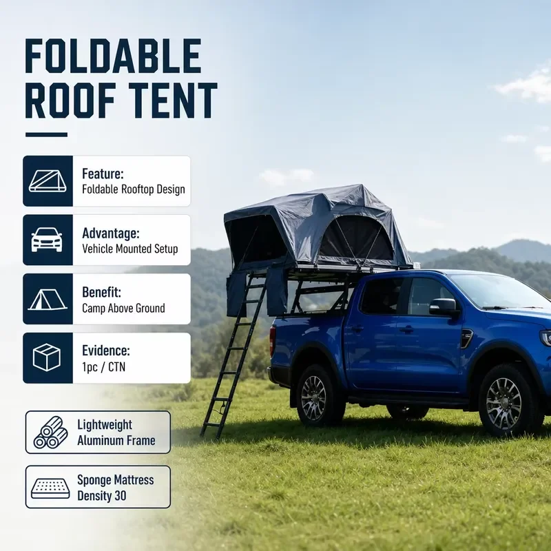 Pickup Truck Compatible 2 3 Person Lightweight Waterproof Windproof Rooftop Tent Hardshell for Offroad Camping Travel