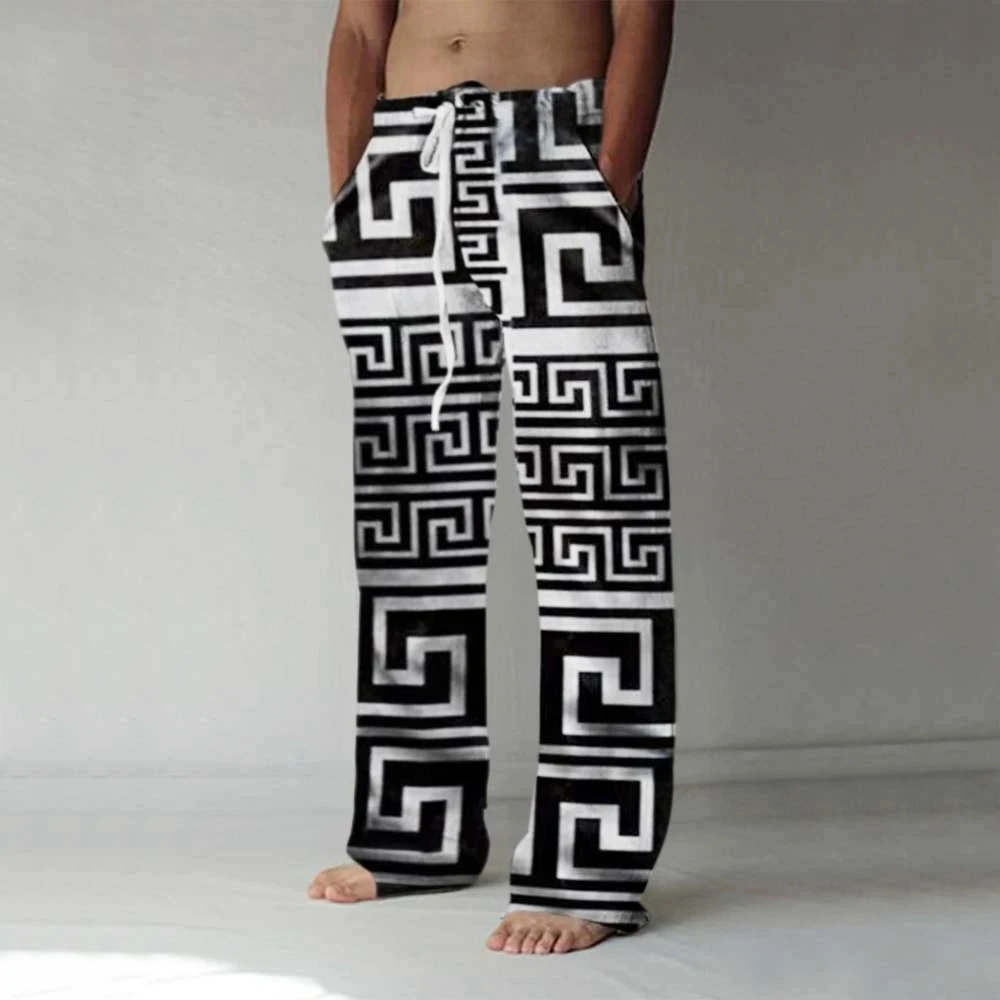 

3D Ancient Times Pattern Straight Wide Leg Pants Printed Full Length Hipster Streetwear Trousers Sweatpants Mens Clothing