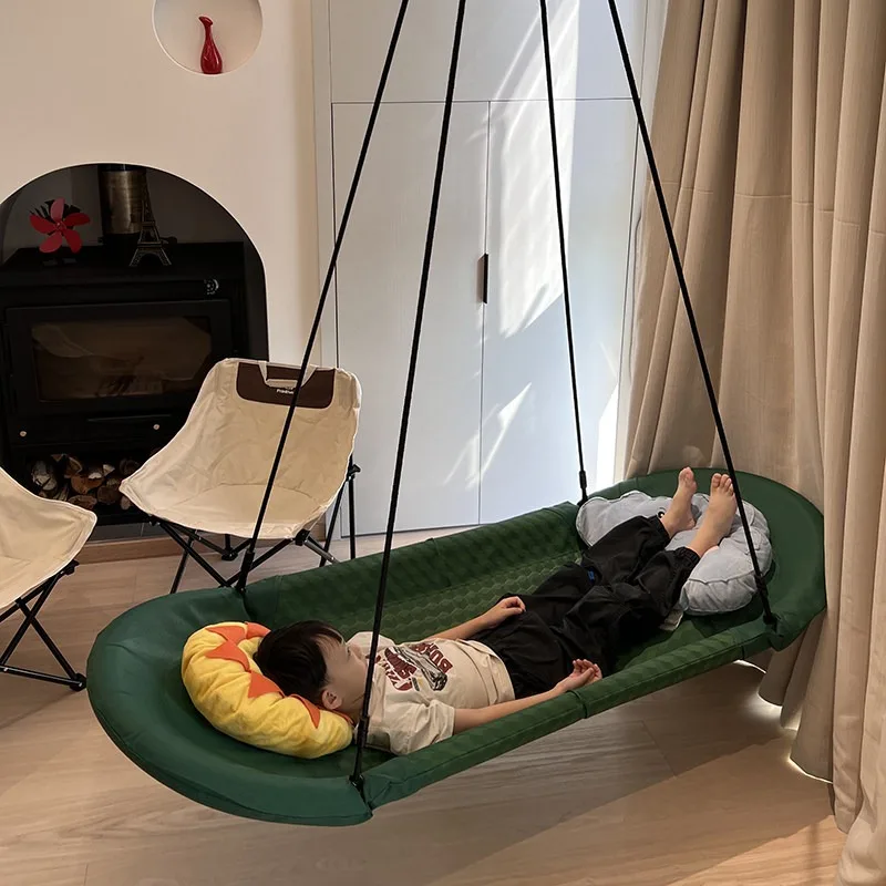 Suspended Spaceship Shape Kids Swing, Rectangular Hanging Swing for Children Early Education & Kindergarten Sensory Training