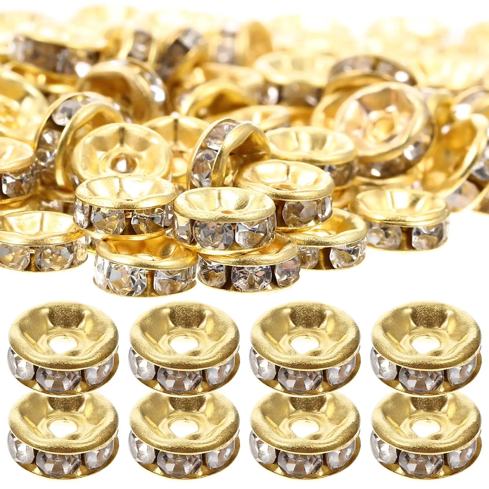 

200 Pcs Double Wheel Spacer Bead Jewelry Making Supplies Euro Beads Suite Golden Alloy DIY Divider for Necklace