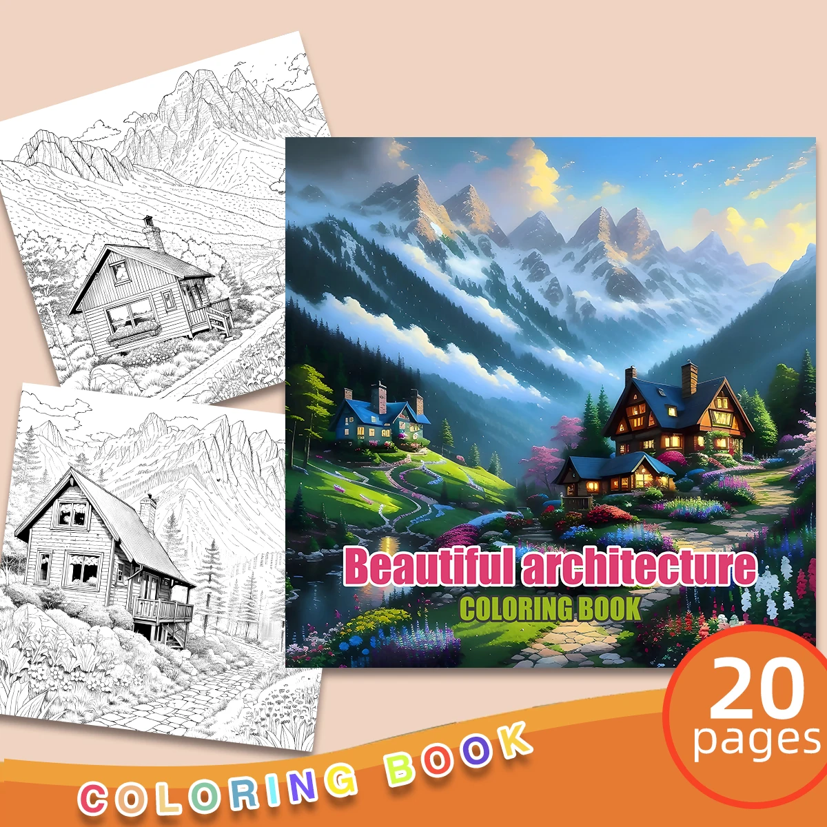 

1PC Beautiful Architecture Coloring Book Drawings for Kids Teens Adults Creative Inspirational Stress Relief Relaxation 20 Pages