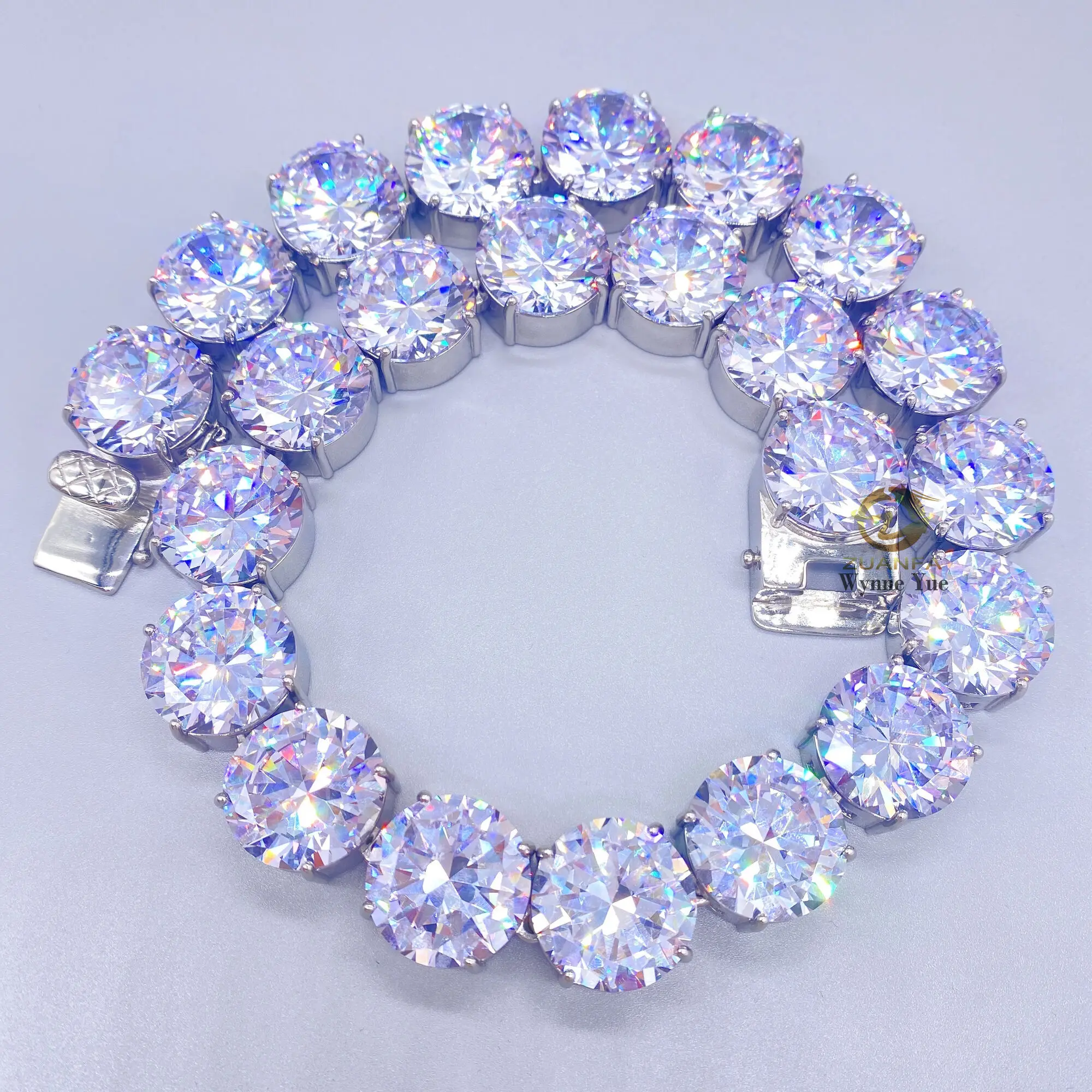 Super Big Size XXL 20mm Iced Out CZ Cubic Zirconia 316L Stainless Steel Tennis Chain Bracelet Necklace