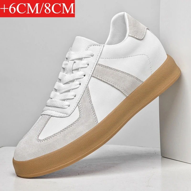 

Мужская спортивная обувь из воловьей кожи, новинка 2025 года, стильная мужская повседневная обувь из натуральной кожи, весенне-осенняя невидимая обувь, увеличивающая рост