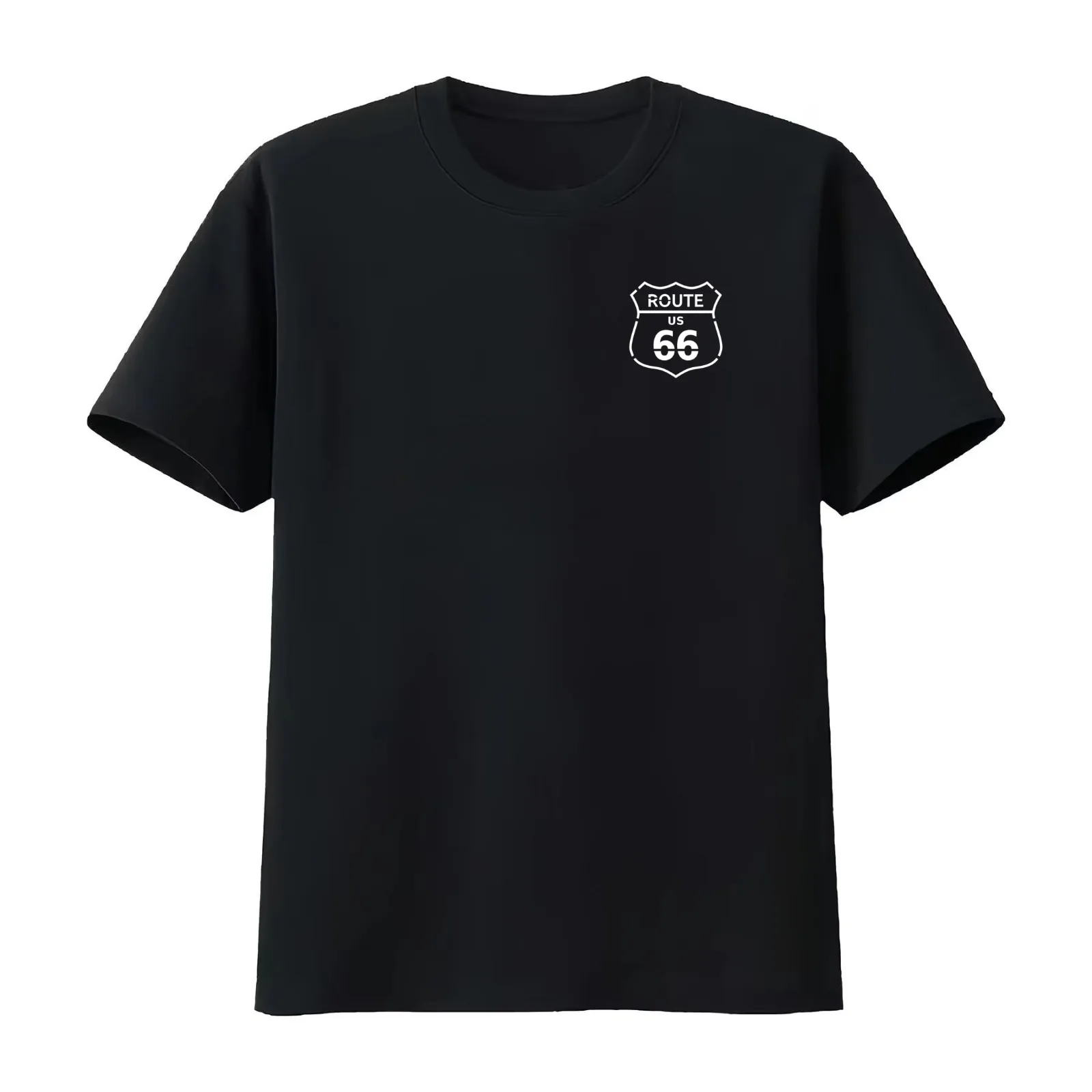Route 66 T-Shirt Summer Casual Cotton Tee Oversized Streetwear Tops Vintage Graphic Print Loose Fit Short Sleeve