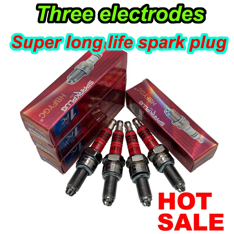 1 2 4pcs 3 Electrodes MOTOR Spark Plug B8TC FOR CR8E CR8EK CR7EK C7E CR8EIX CR8E IU24 CR9EK B7RIU IU22 CR7EIX U24ESRNZU TP430C