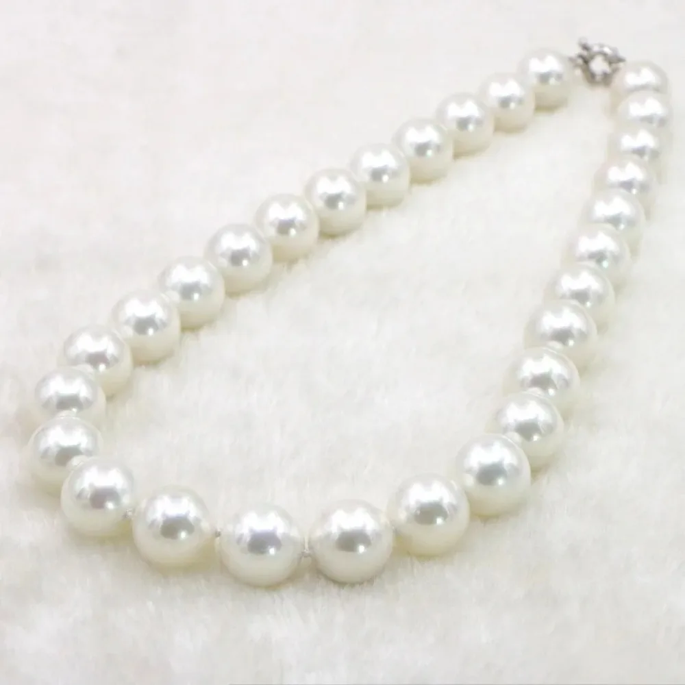 Wholesales Designer Jewelry Big 14mm White Sea South Shell Pearl Necklace Women In Choker Necklaces Fashion Jewellery