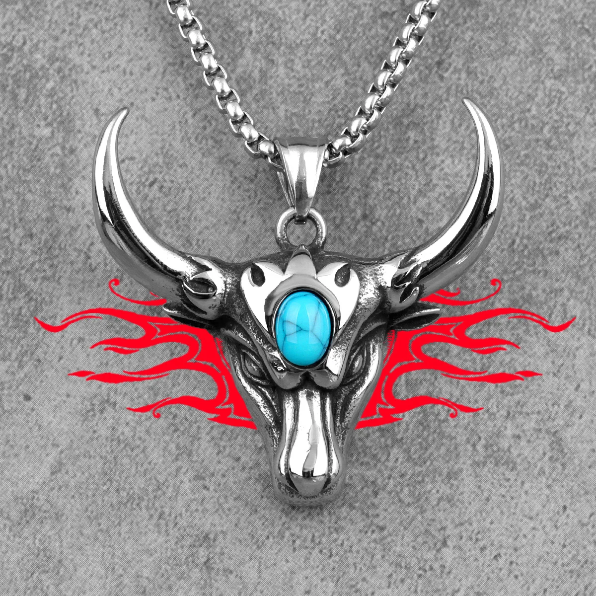 Bullfight Bull Head Long Men Necklaces Pendants Chain Punk for Boyfriend Male Stainless Steel Jewelry Creativity Gift Wholesale