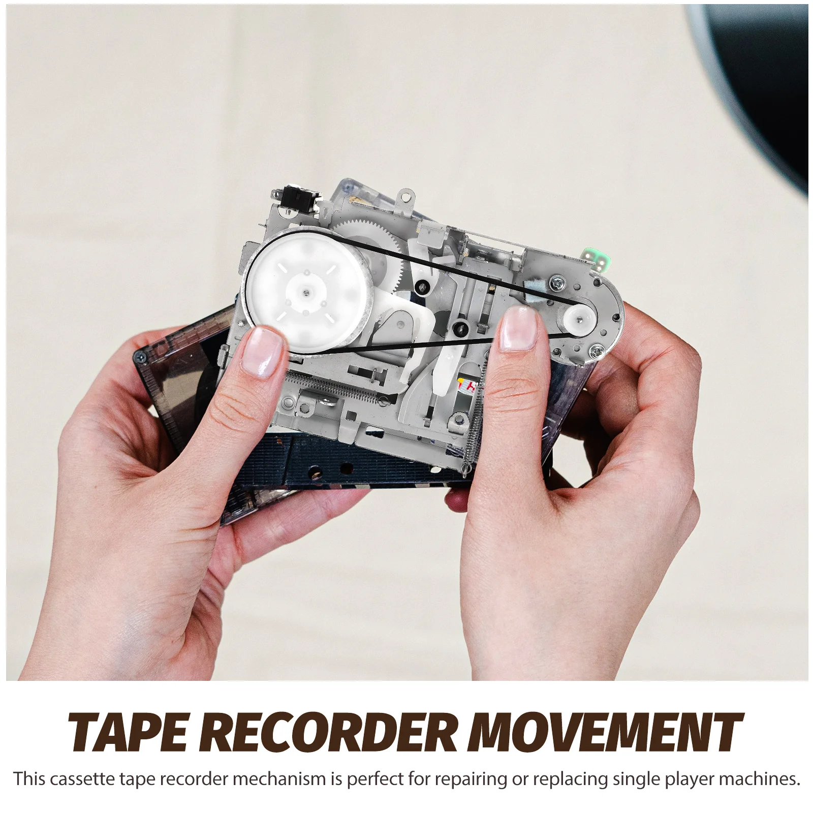 

Cassette Tape Recorder Mechanism Replacement Core for Single Player Repair Durable ABS Metal Movement with Screws Support Rod