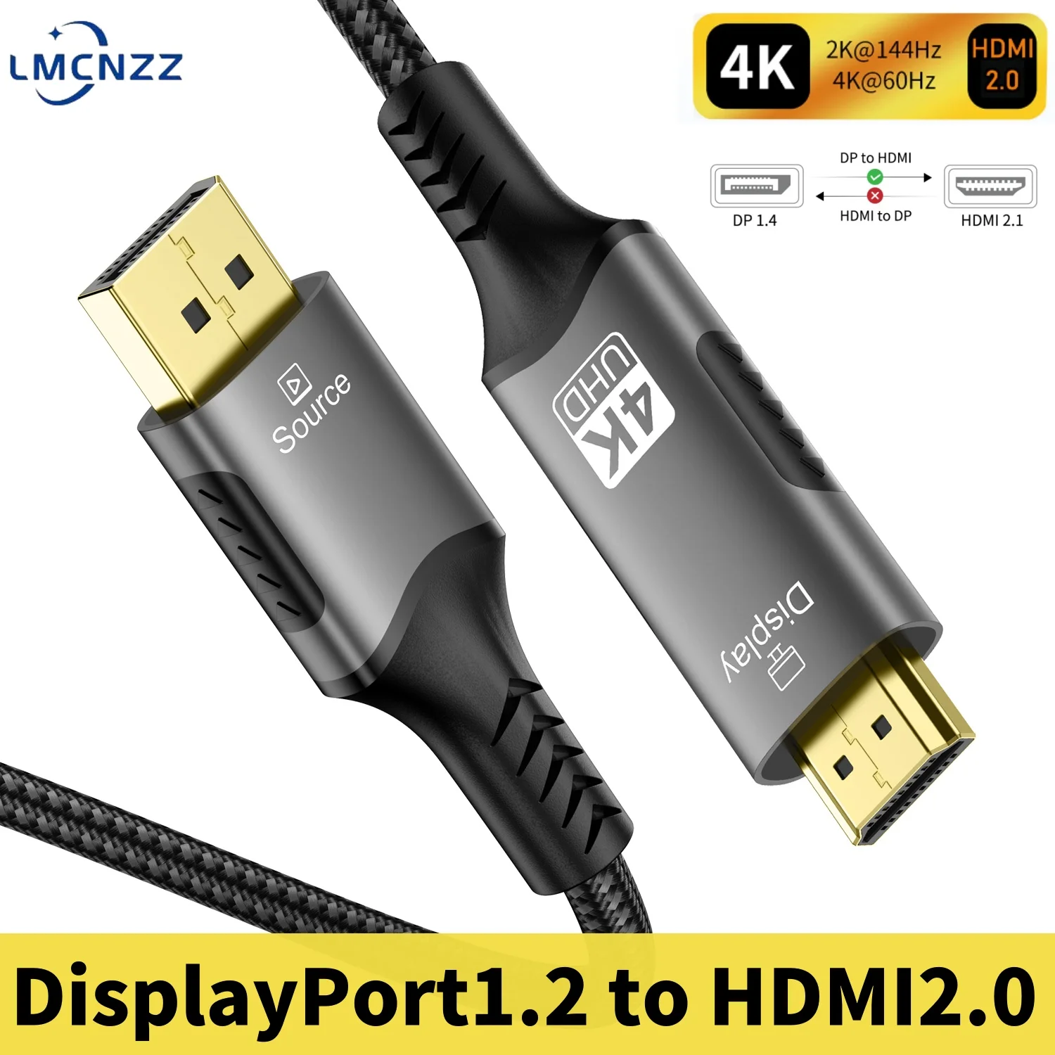 4K 60Hz DisplayPort to HDMI Cable dp1.2 to hdmi2.0 Video Audio Cable for pc projectors Laptop HP Dell Lenovo ThinkPad notebooks