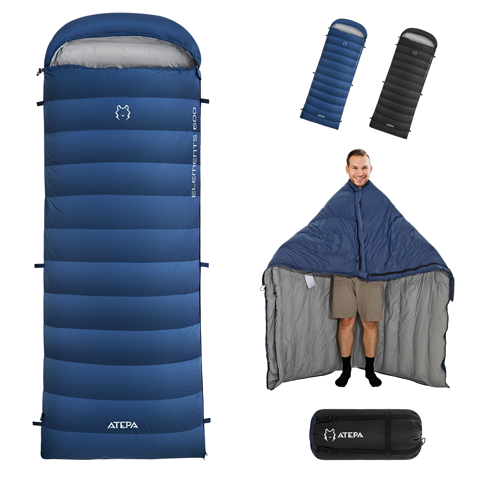 ATEP Single envelope hooded sleeping bag down sleeping bag, camping trekking, enlarged widened warm and waterproof