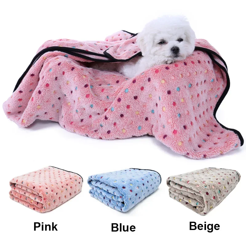 New Pet Dog Blanket Fleece Fabric Soft Dog Towel Cat Puppy High Quality Blanket Cute Design Pet Mat 3 Colors 3 Sizes Pee pads