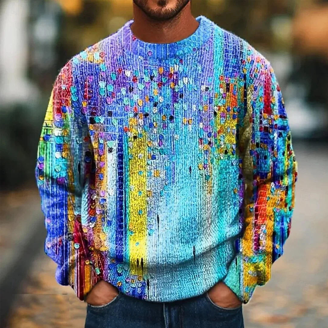 

Fashion Men's Colorful Dots Print Sweatshirt Long Sleeve Abstract Fashion Casual Comfortable Style Daily Wear Pullover Clothing