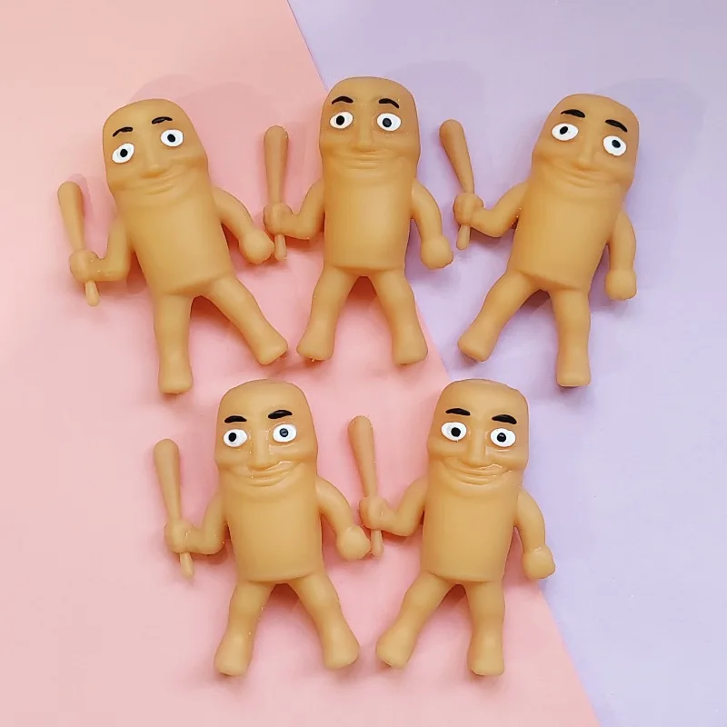 1/3/5Pcs Tung Tungtung Sahar Squeeze Toys Collectible Viral Brainrot Fidget Toy Wooden Stick Man Anti Stress Reliever Toys Figet