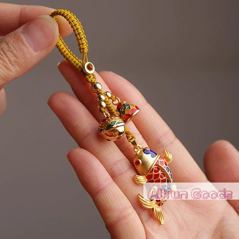 [TG835]High-grade Koi Exquisite Car Key Pendant Chinese Style Couple Bag Keychain Hanging Jewelry Lanyard