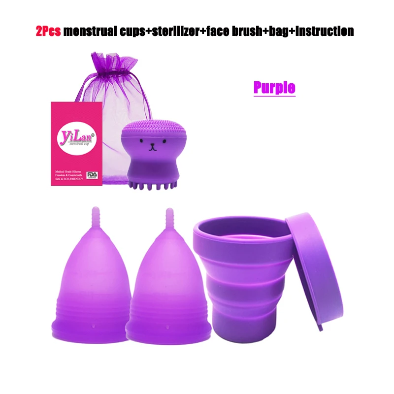 

Женский медицинский силиконовый стерилизатор для менструальной чаши, многоразовая моющаяся женская менструальная чаша, складная чашка, щетка для очищения лица