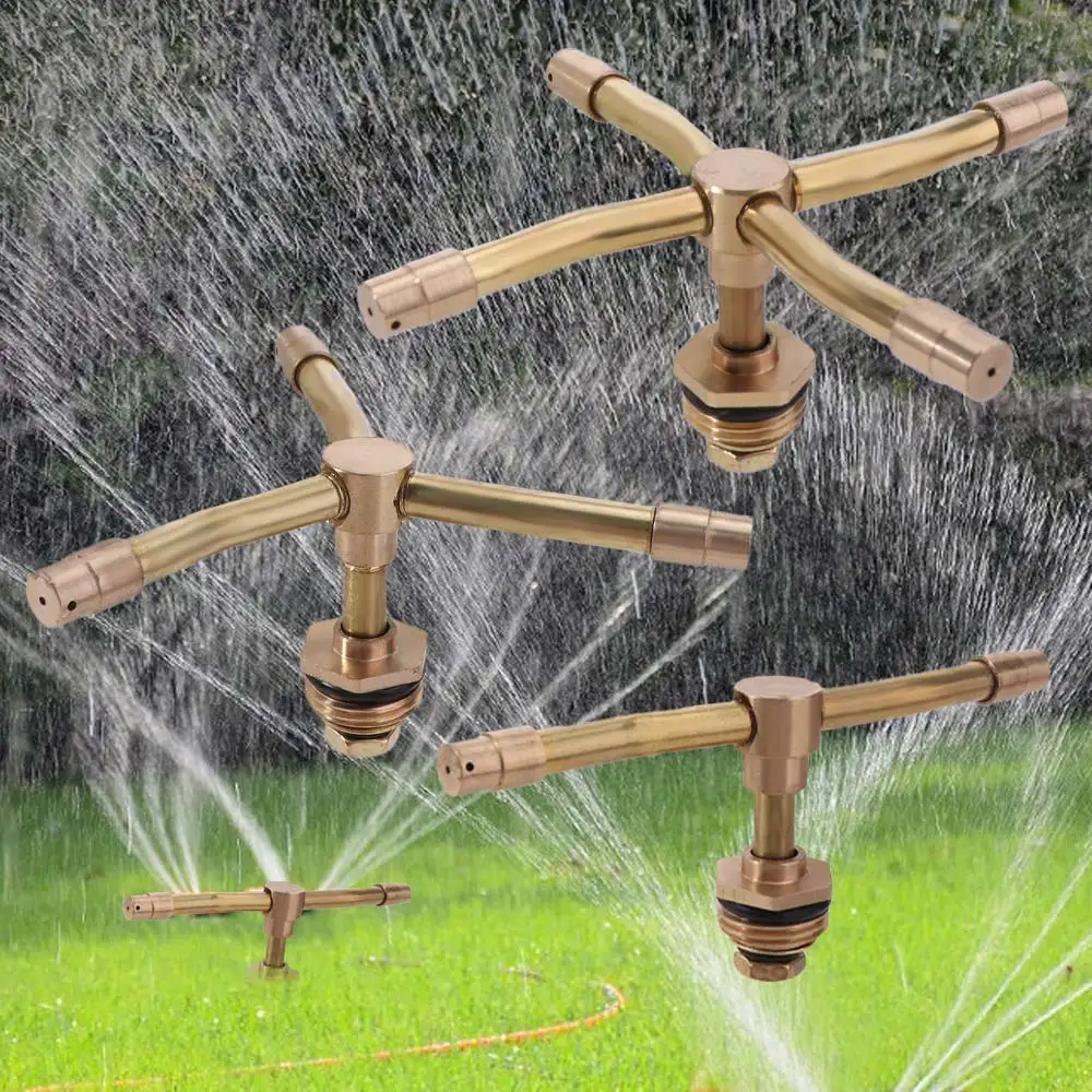 2/3/4 Arm Automatic Rotary Sprinkler 360 Degree 1/2 Inch Automatic Sprayer Brass Irrigation Sprinkler Heads Garden Supplies