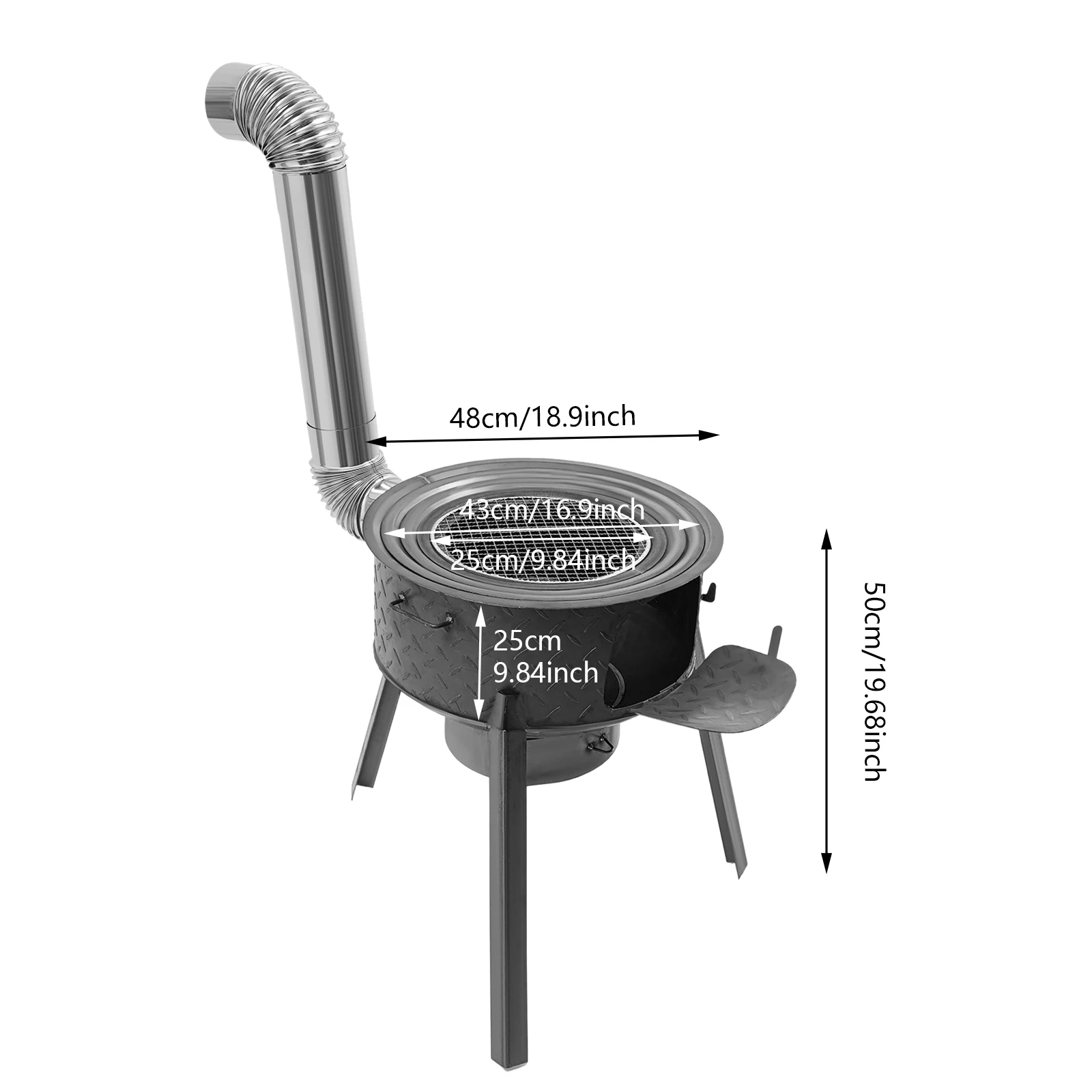 

Carbon Black Wood Burning Stove, Wood Burning Stove with 3 Wok Rings, Multifunction Wood Burning Stove for Outdoor/ Backyard Use