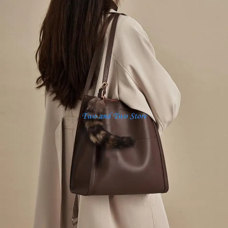 

HX6F Stylish Artificial Animal Tail Keychain Soft Plush Rings Versatile Bag Decoration Youth Fashion Accessory for Purse