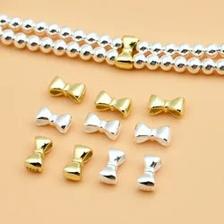 S925 Sterling silver double row bow bead small fresh septs hand-woven diy accessories beaded material