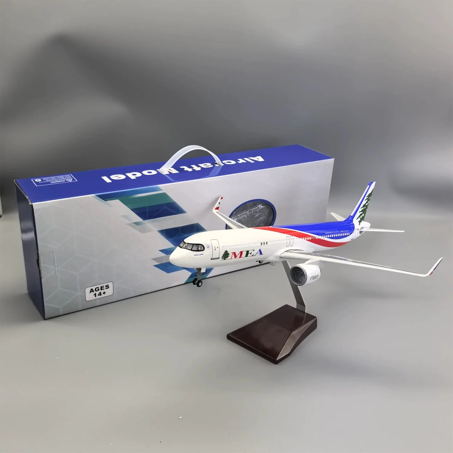 

For 321 NEO MEA Airlines Aircraft Models 44CM Miniature Airplane Die-Cast Resin Plastic model With Light And Wheels Collection
