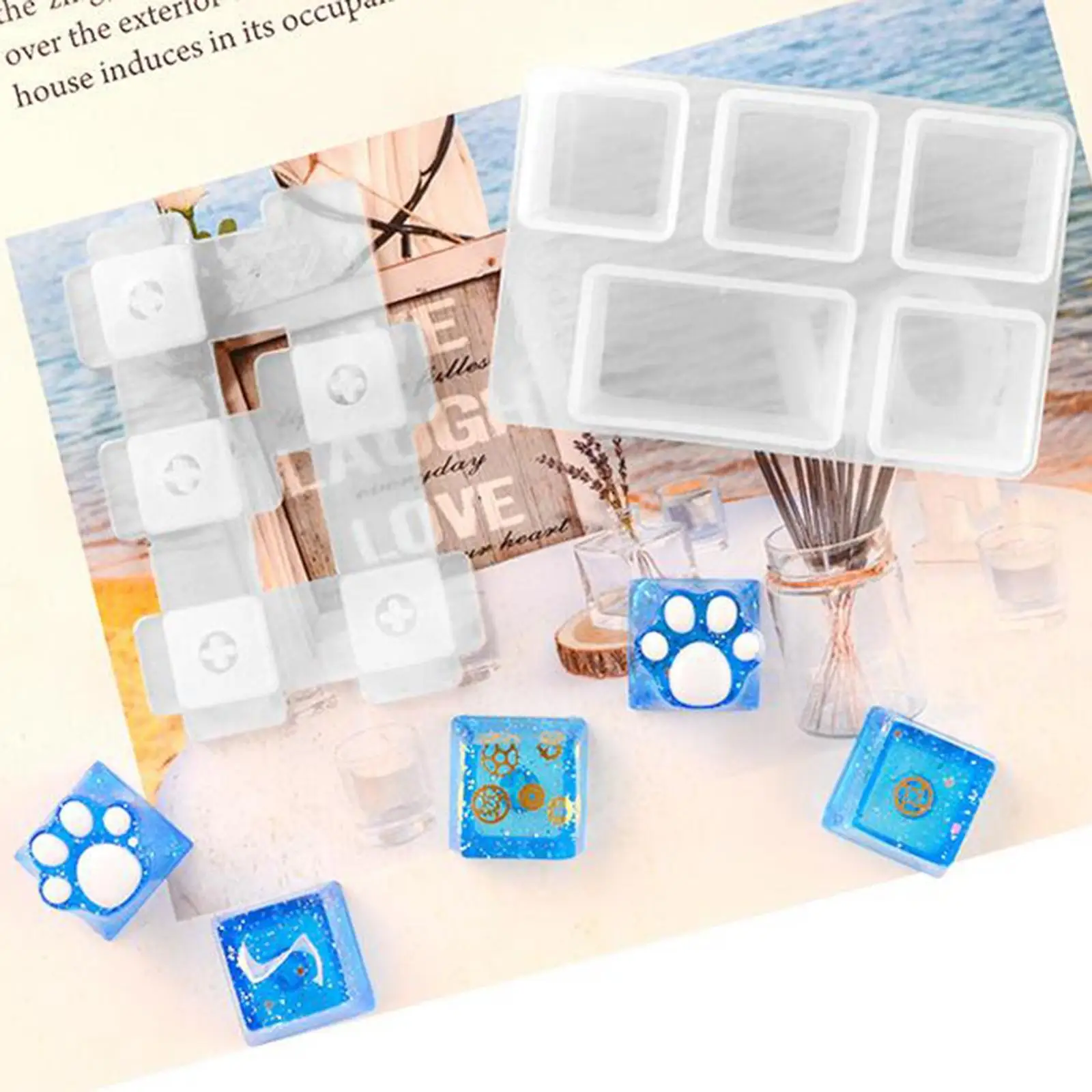DIY Silicone Keycaps Resin Making Mould Key Puller Craft Molds Supplies