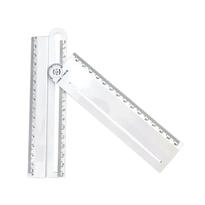 30Cm Transparent Rectangle Ruler Protractor Student Stationery Drawing Tool