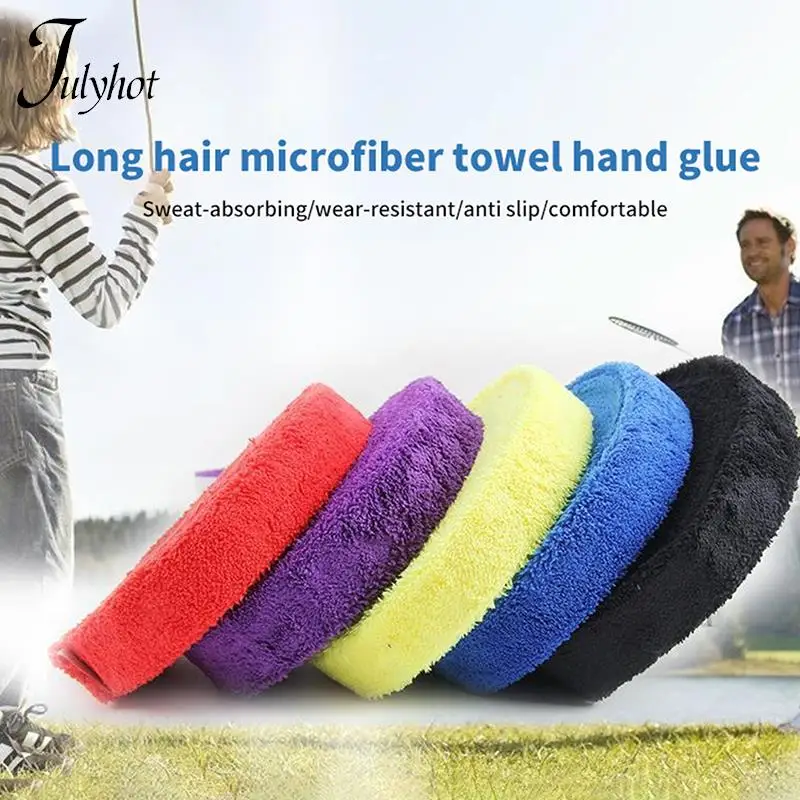 1pc Badminton Racket Long Hair Microfiber Towel Tape Sweat Absorbing Anti-slip Thick Towel Grip Badminton Accessories 65CM*3.2cm