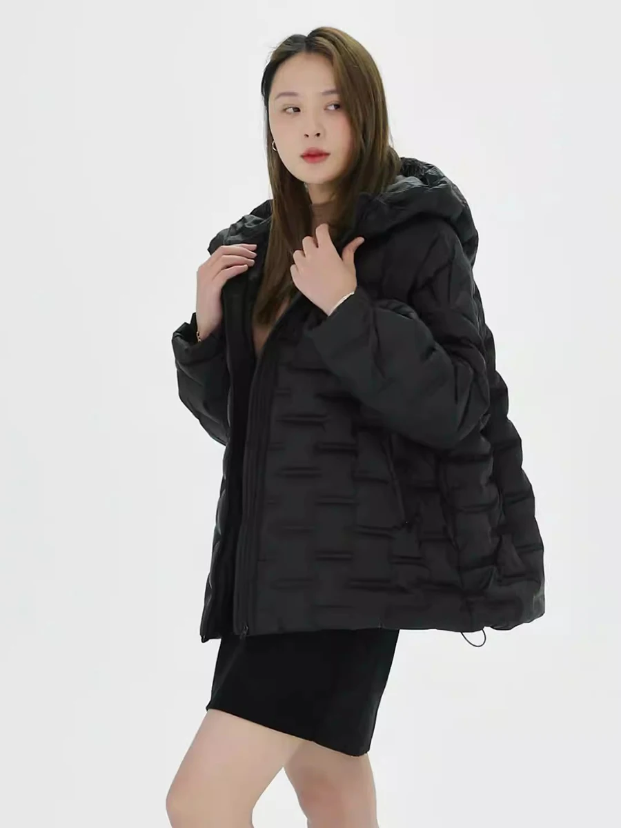 Schinteon Women Light 90% White Duck Down Jacket Casual Loose Over Size Autumn Winter Outwear with Hood Top Quality Coat 2025