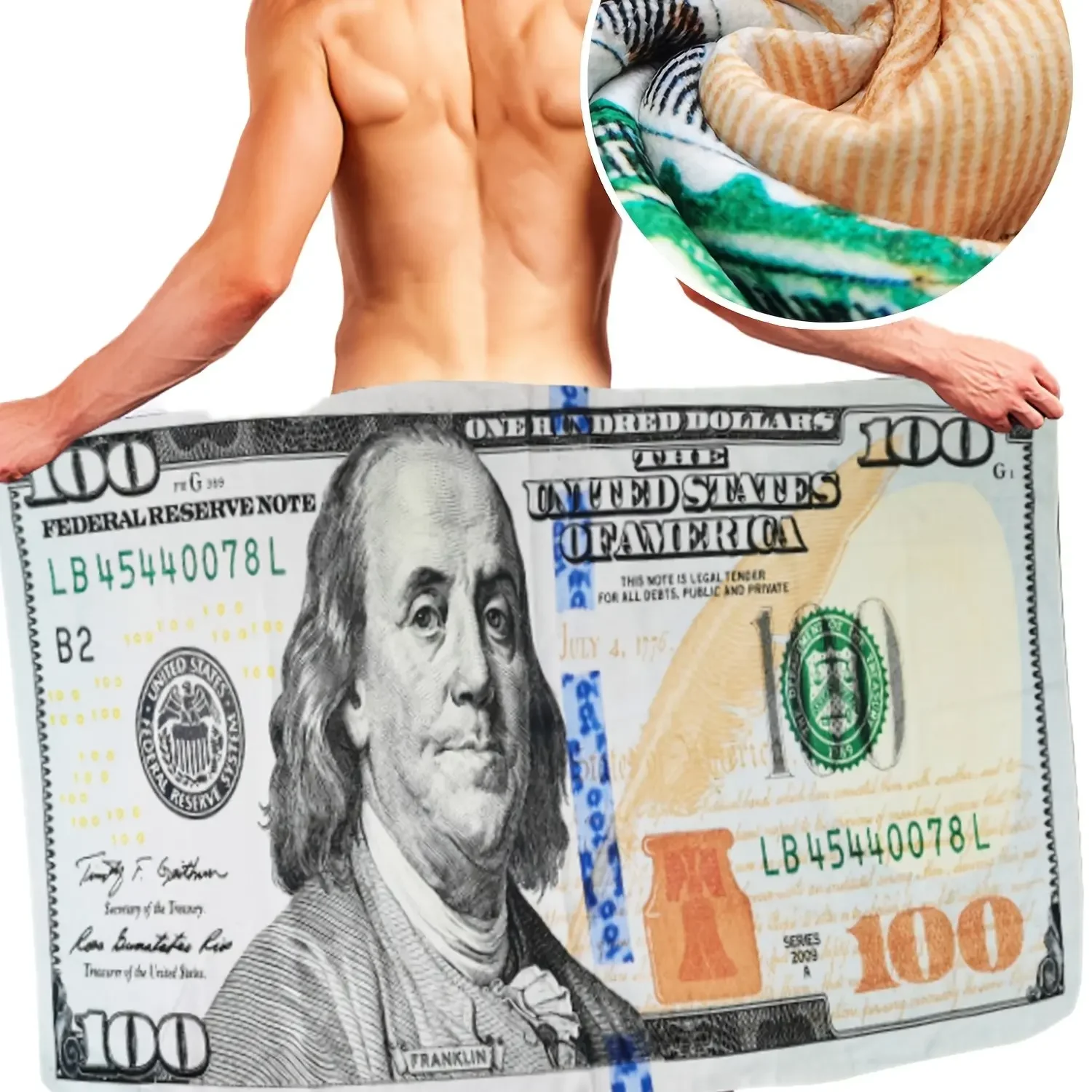 Creative USA Dollar Towel Microfiber Beach Towel Absorbent Quick dry Soft Yoga Swimming Resort Mountain Climbing Towel